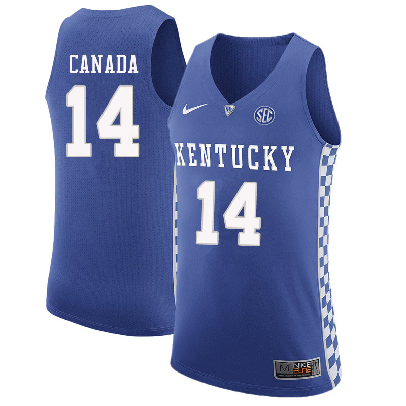 Men #14 Brennan Canada Kentucky Wildcats College Basketball Jerseys Sale-Blue